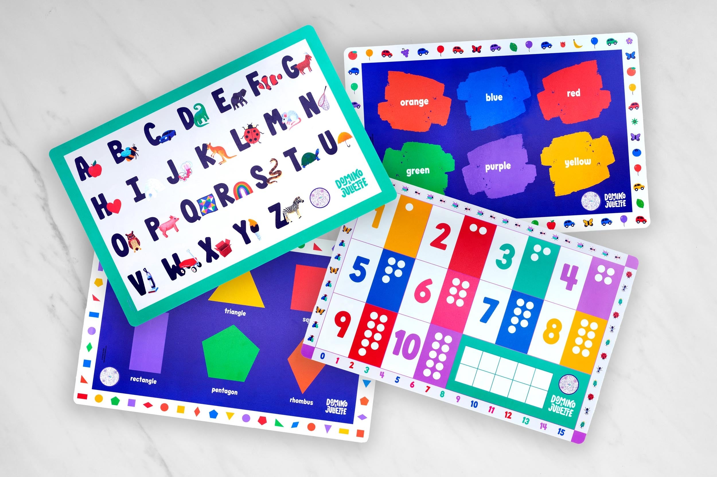 The "Now I know my" 4-pack Placemat Bundle